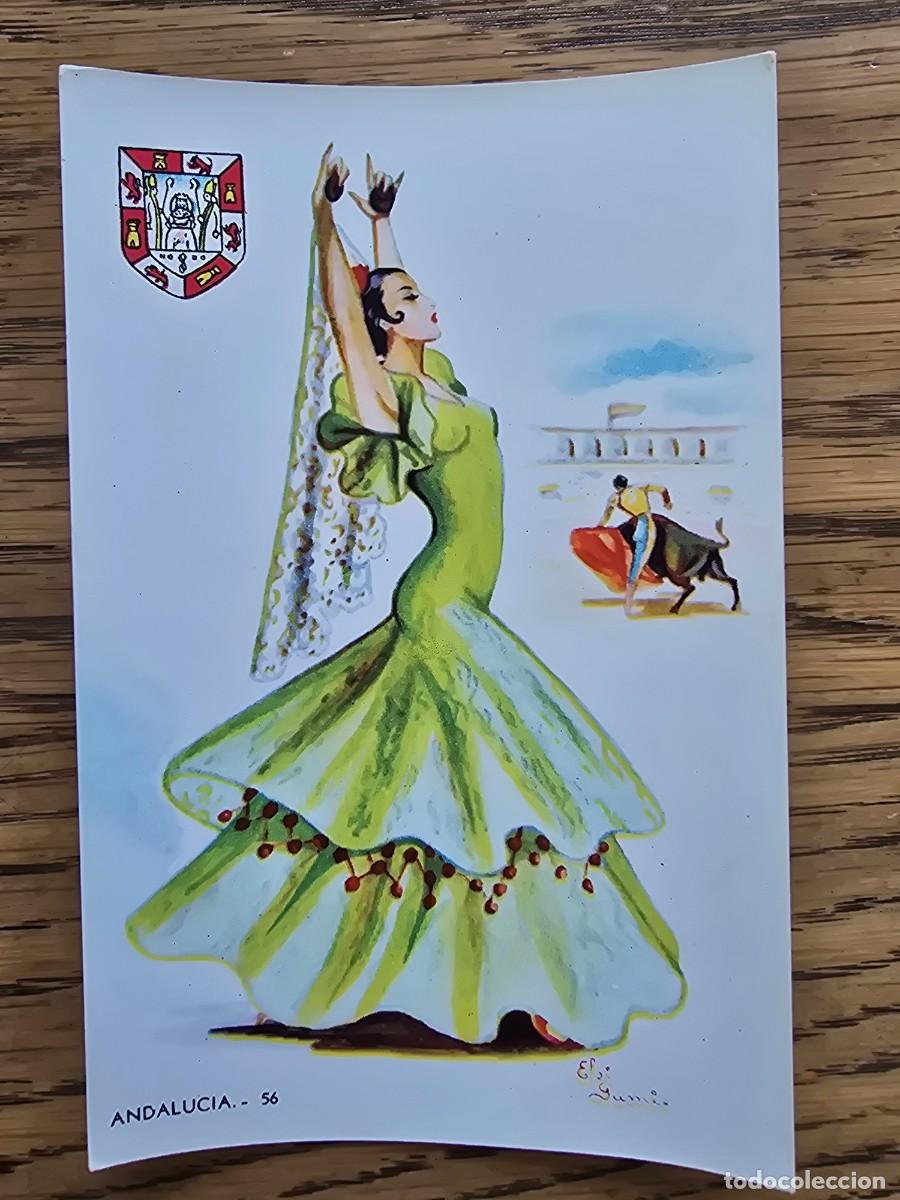 Postales: Postal Antigua Traje Tipico Regional firma Elsi Gumier