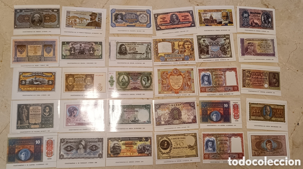 Postales: Colectarjetas postales billetes antiguos numism&aacute;tica - Foto 1