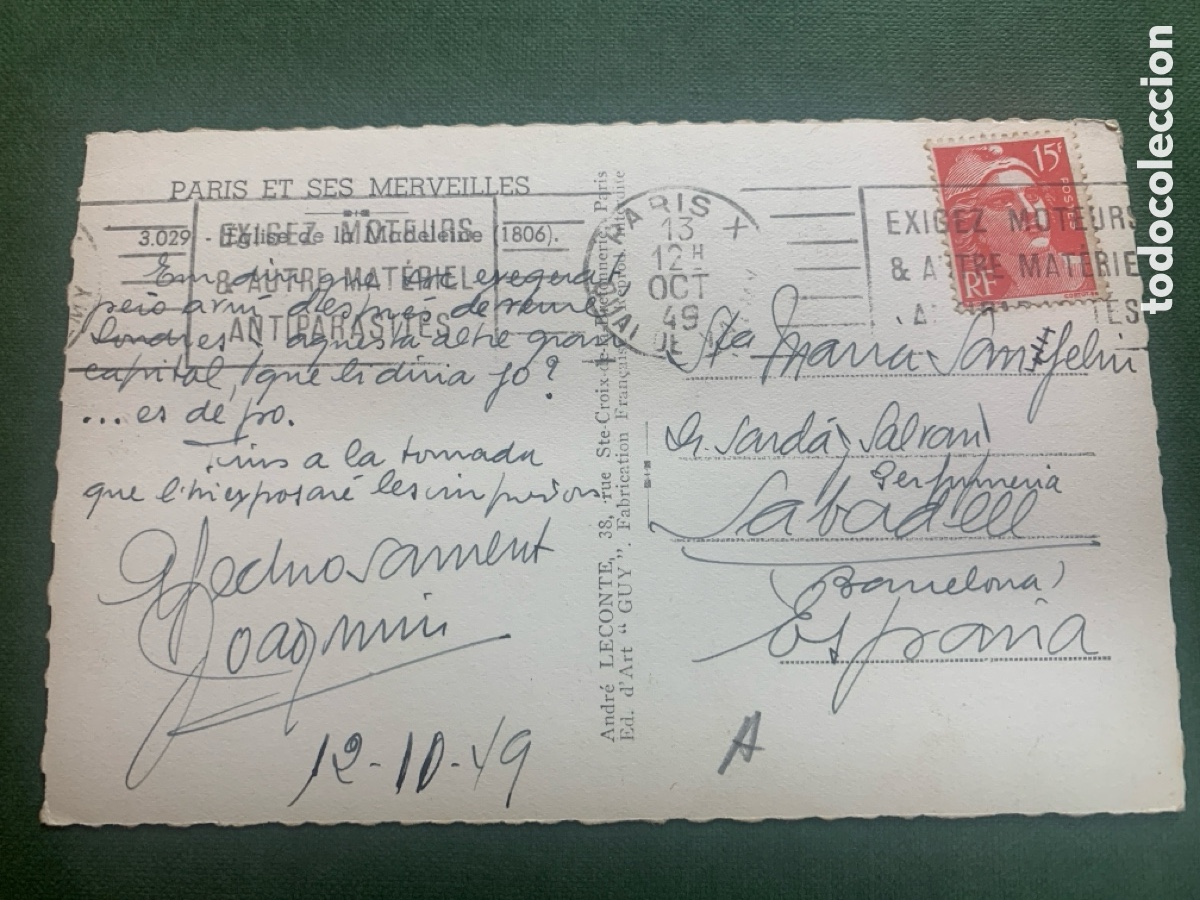 Postales: Postal - Las maravillas de Par&iacute;s - 1949 - Foto 2