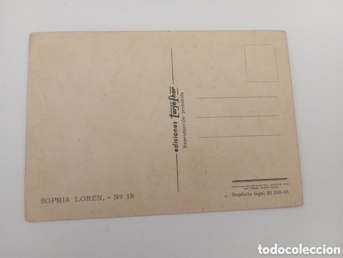 Postales: Postal Sof&iacute;a Loren ediciones tarjefher 1965 - Foto 2
