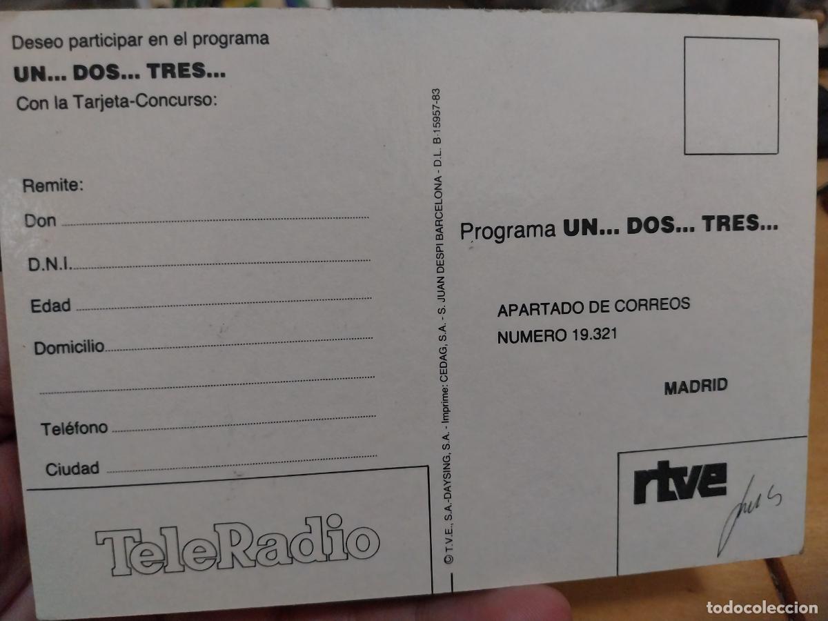 Postales: BOTILDE UN DOS TRES PROGRAMA TVE TELEVISION ESPA&Ntilde;OLA POSTAL RTVE POSTAL `` ORIGINAL SIN CIRCULAR - Foto 2