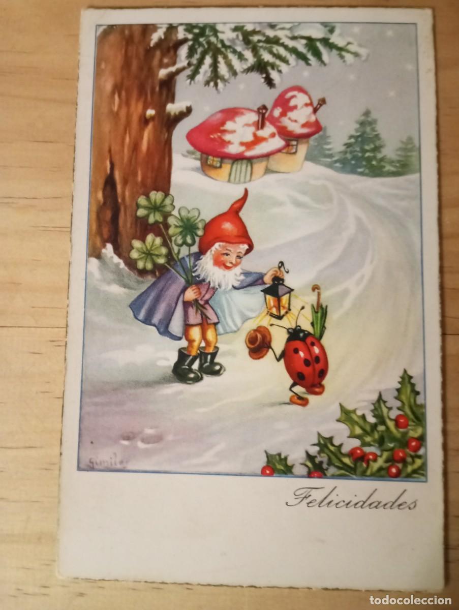 Postales: ANTIGUA POSTAL CON MOTIVOS NAVIDE&Ntilde;OS, CIRCULADA - Foto 1