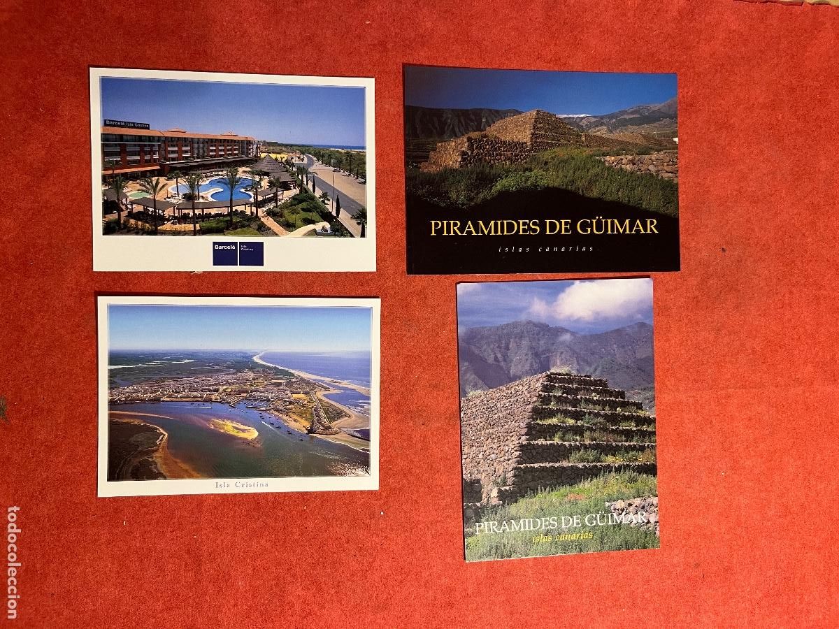 Postales: Lote 4 postales antiguas &ndash; Pir&aacute;mides de G&uuml;&iacute;mar (Tenerife) e Isla Cristina (Huelva)