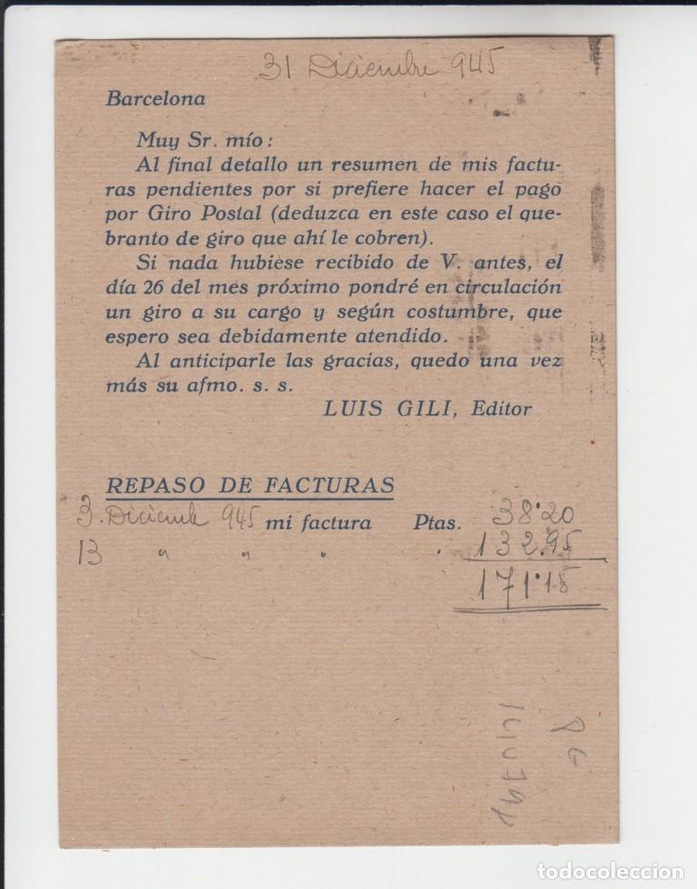 Postales: Tarjeta postal - LUIS GILI - editor Barcelona 1945 - Foto 2
