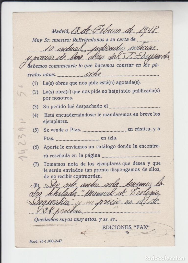 Postales: Tarjeta postal Ediciones FAX - Madrid 1948 - Foto 2