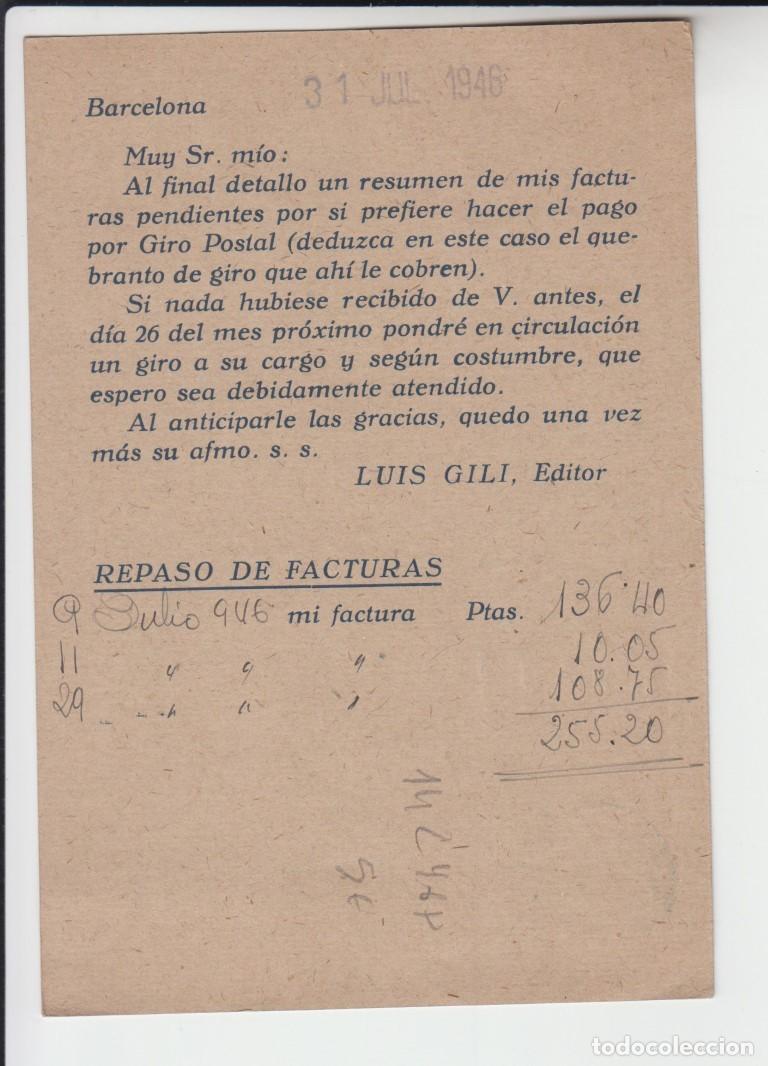 Postales: Tarjeta postal Luis Gili editor - Barcelona 1946 - Foto 2