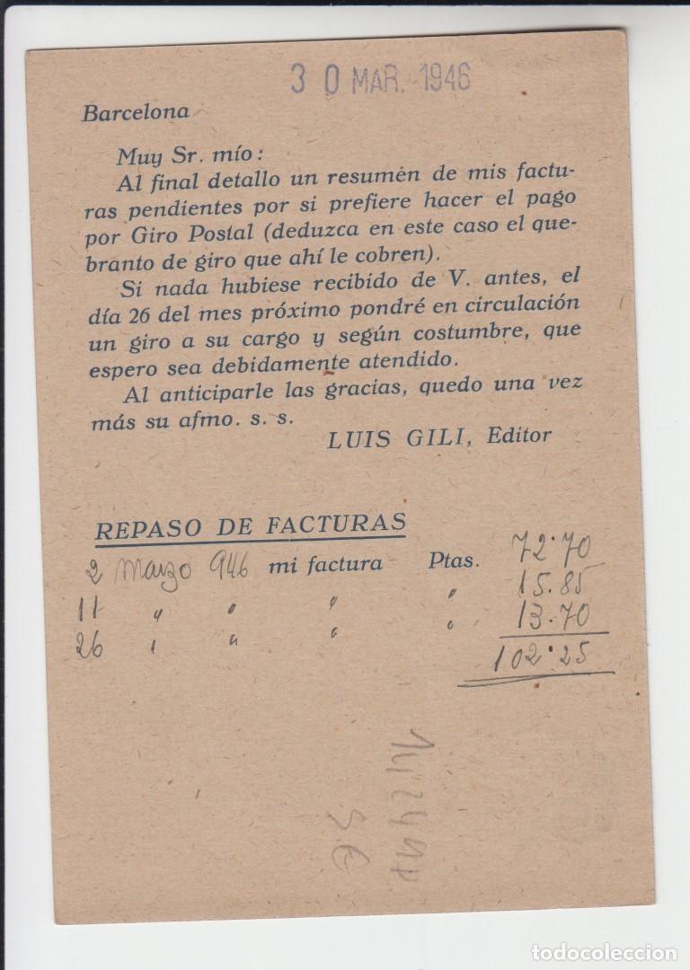 Postales: Tarjeta postal Luis Gili editor - Barcelona 1946 - Foto 2