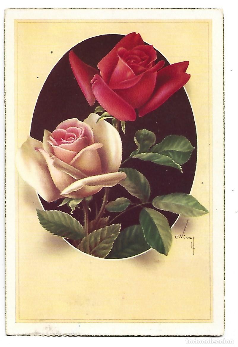 Postales: FLORES, CENTRO DE ROSAS ROJA Y ROSA - Foto 1