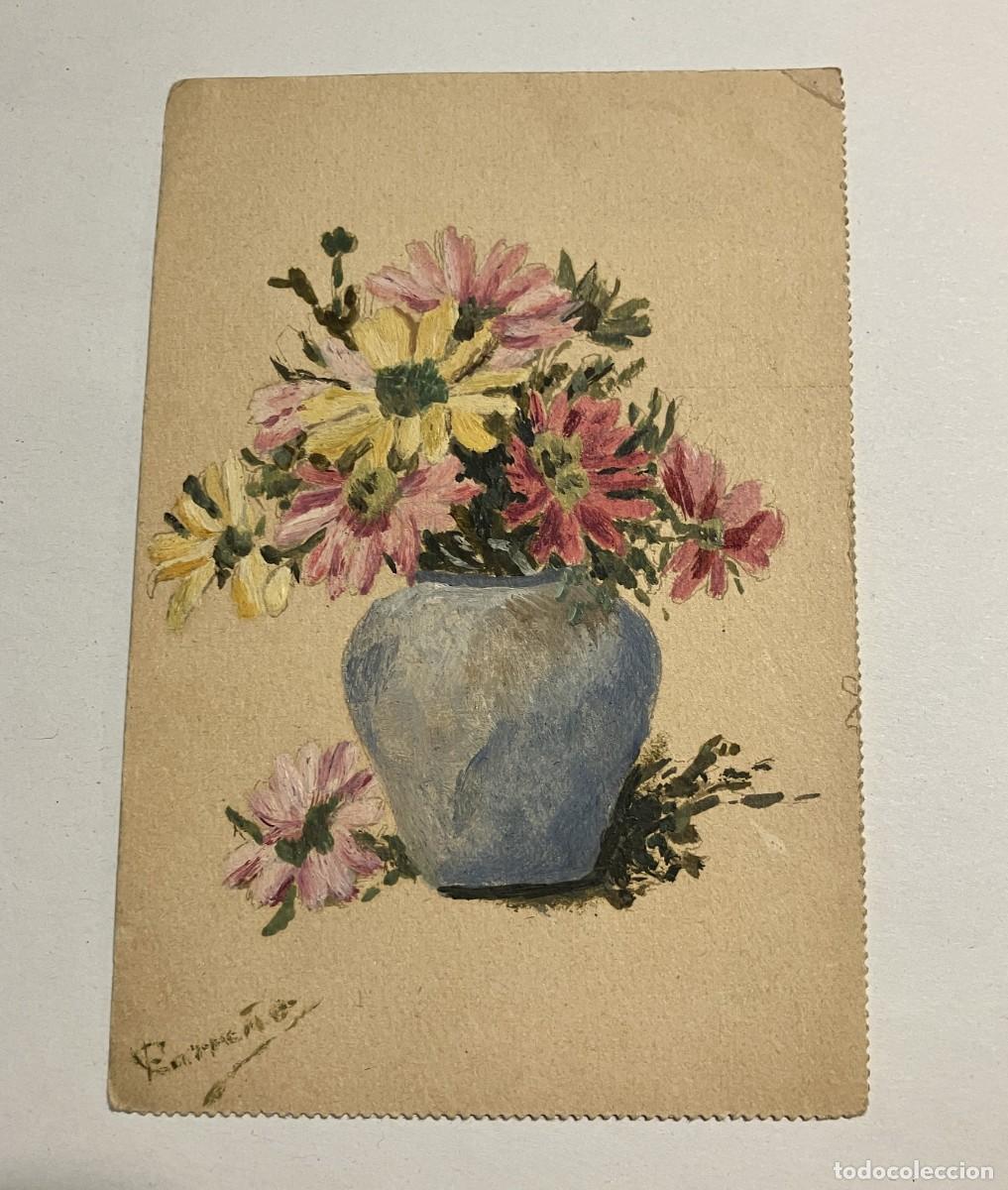 Postales: Postal con flores, escrita al dorso en 1913 - Foto 1