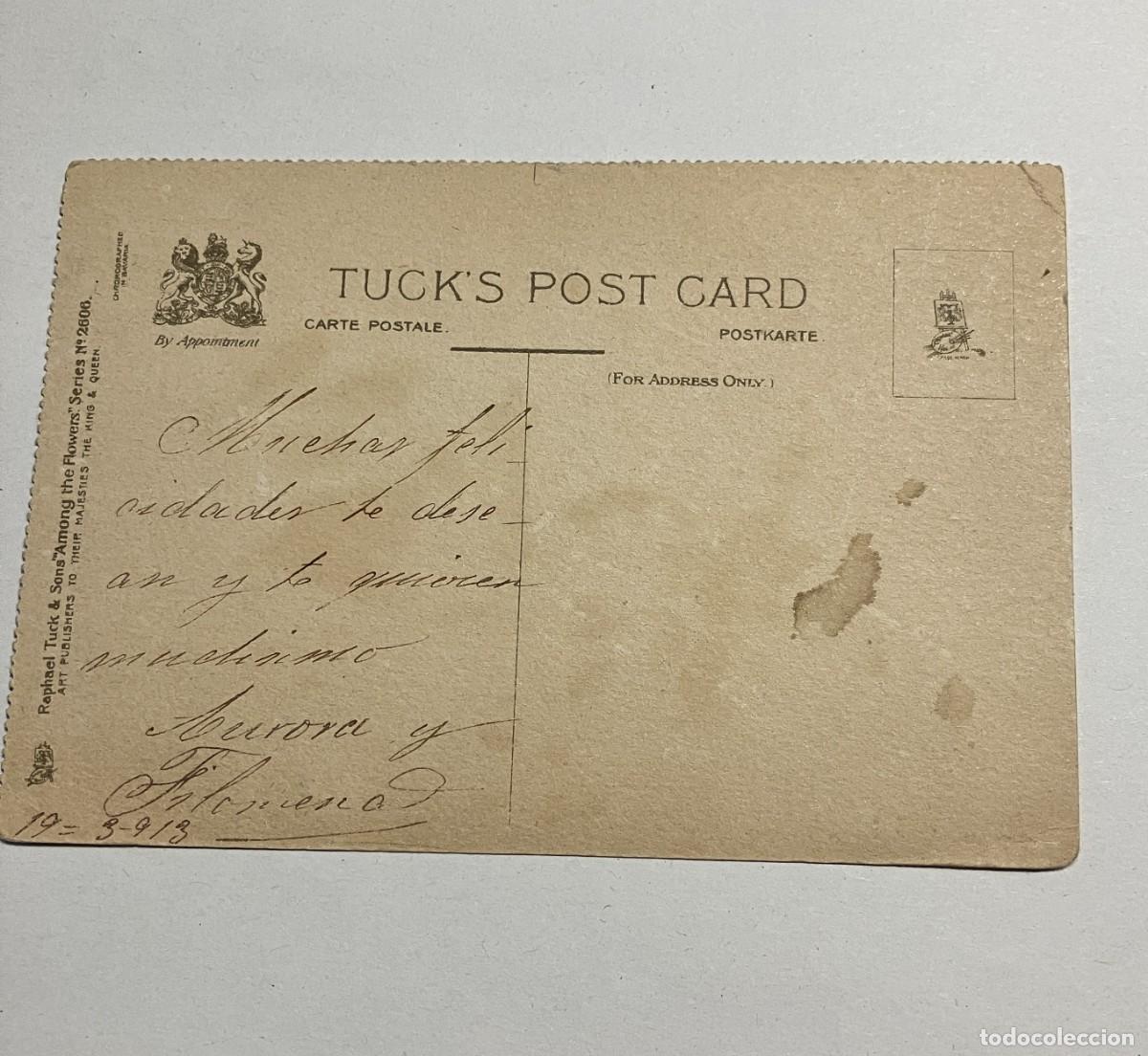 Postales: Postal con flores, escrita al dorso en 1913 - Foto 2