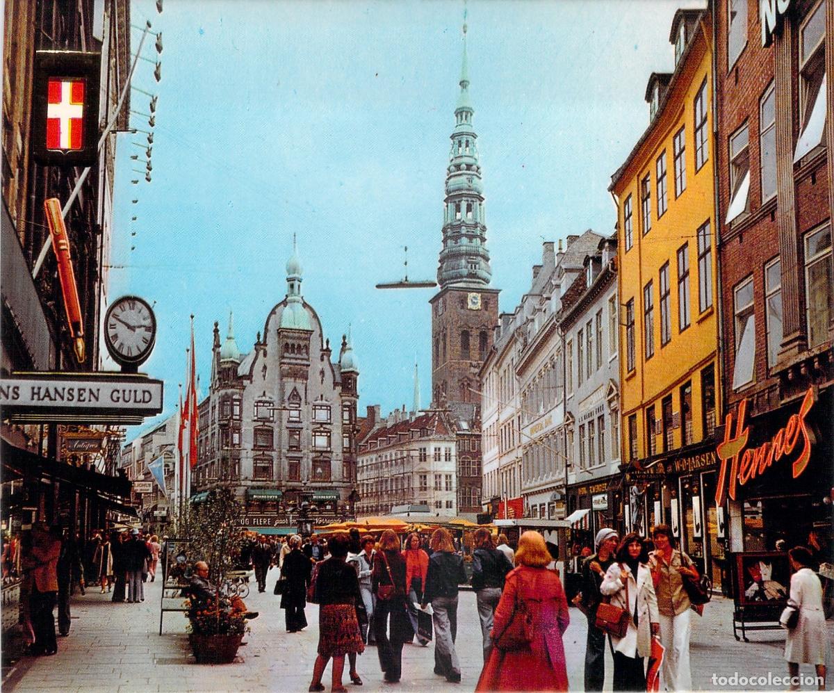 Postales: Postal Copenhague Dinamarca - Calle Peatonal Str&oslash;get, Edificios y Tiendas - Foto 1