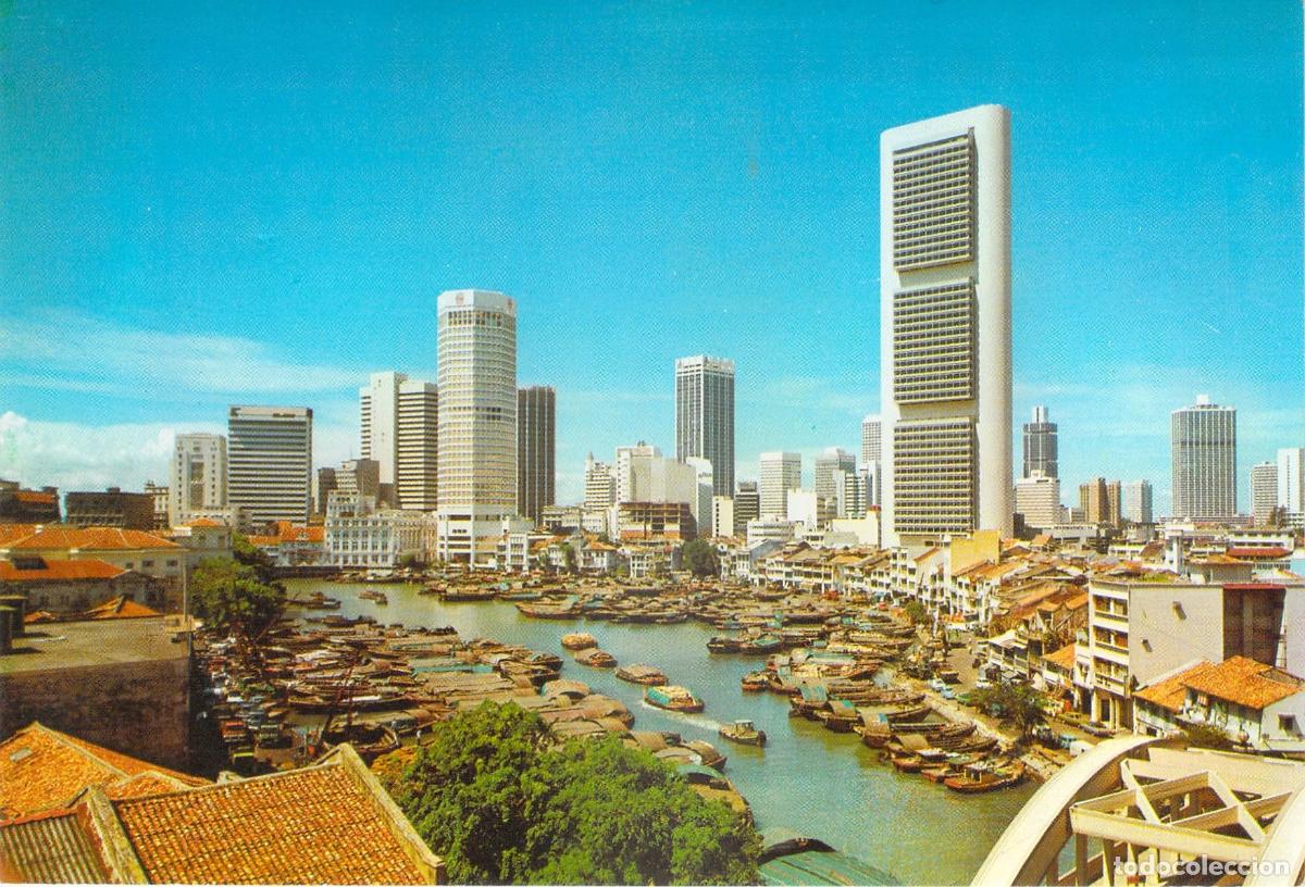 Postales: Postal del R&iacute;o Singapur y Centro Comercial con Rascacielos - Foto 1