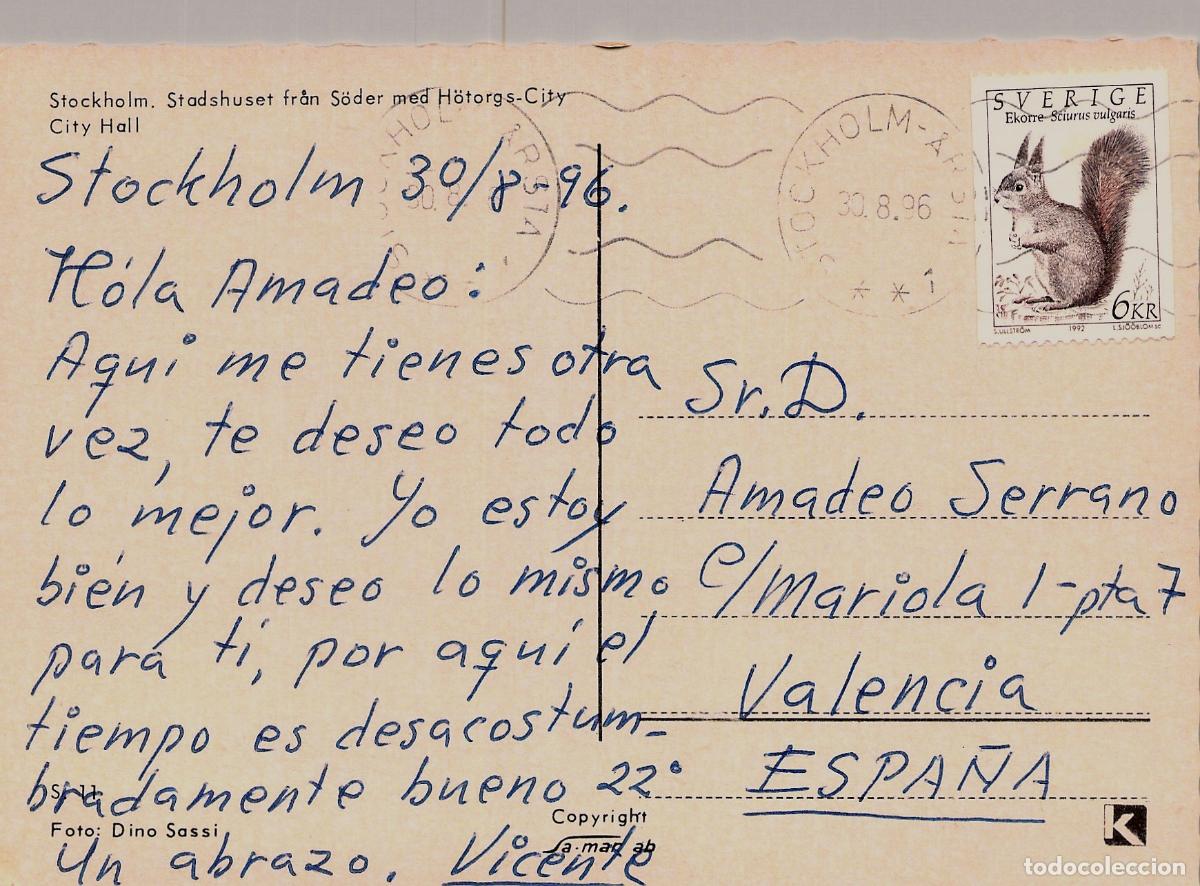 Postales: Postal de Estocolmo - Ayuntamiento Stadshuset desde el Distrito de S&ouml;der - Foto 2