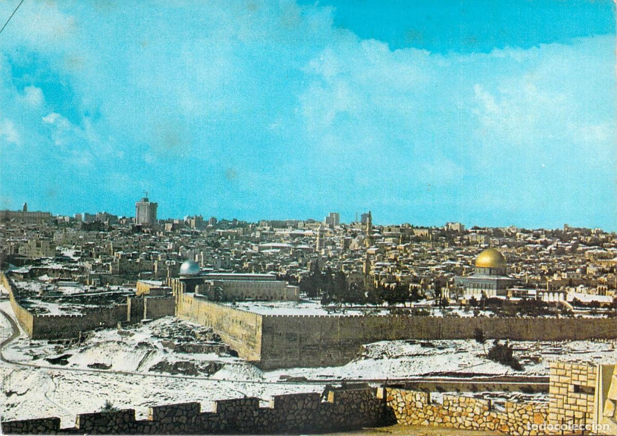 Postais: Postal de Jerusal&eacute;n Nevado Vista desde el Monte de los Olivos