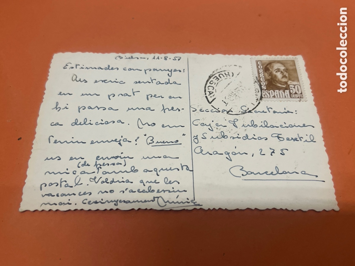 Postales: T1/E2/1032. POSTAL BIELSA 1957 - Foto 2