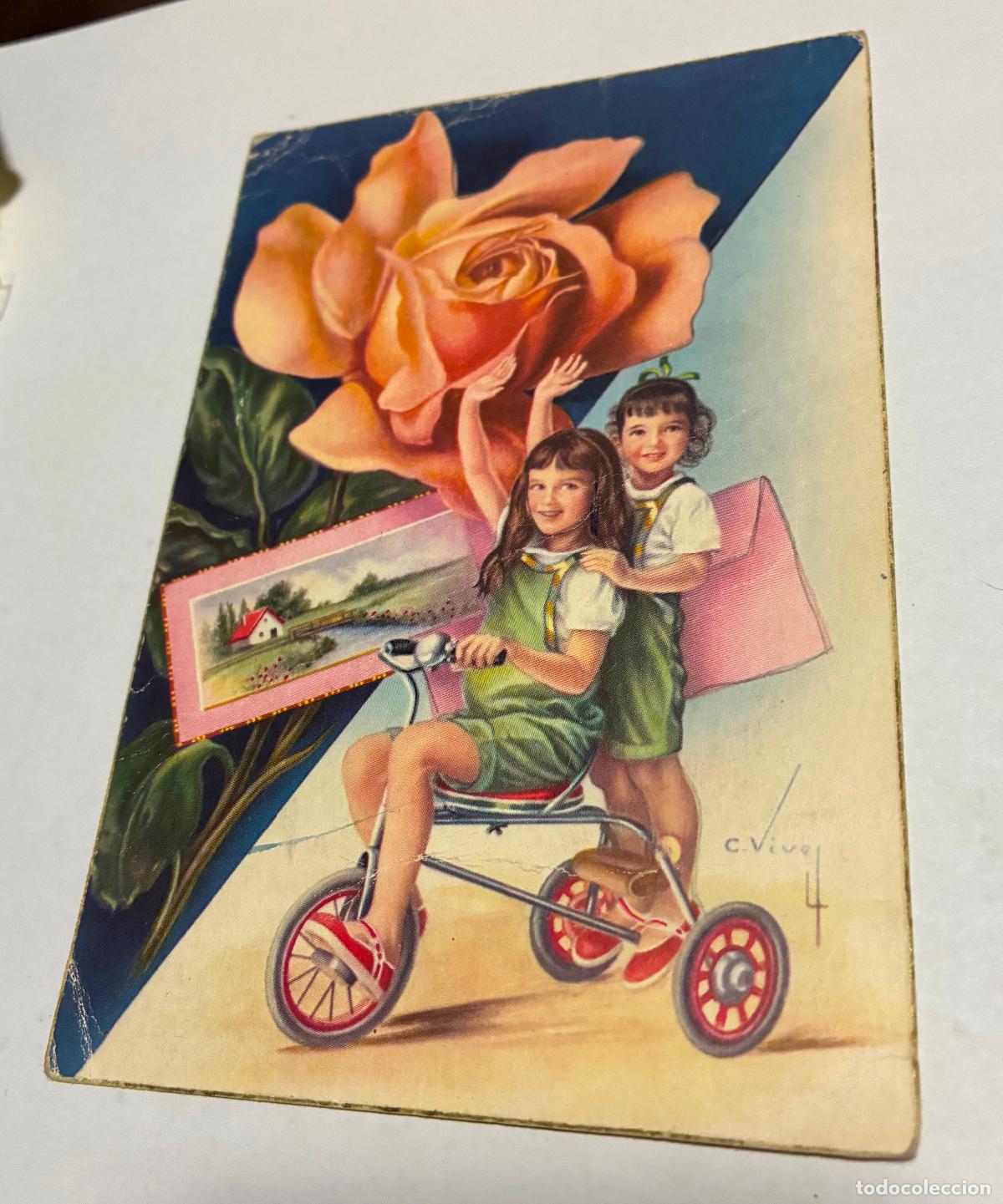 Postais: ANTIGUA POSTAL A&Ntilde;OS 60, CHICOS EN TRICICLO