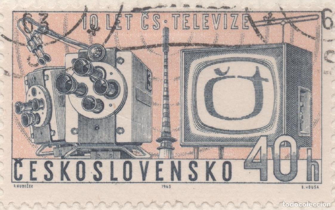 Postkarten: Sello E01133: hoja 74, Checoslovaquia: Sello Rosa y azul dentado. D&eacute;cimo aniversario del servicio de