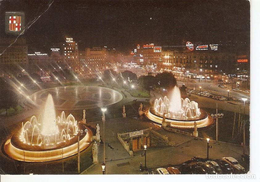 Postais: Postal 044950 : Barcelona. Plaza de catalu&ntilde;a. Vista nocturna - Varios