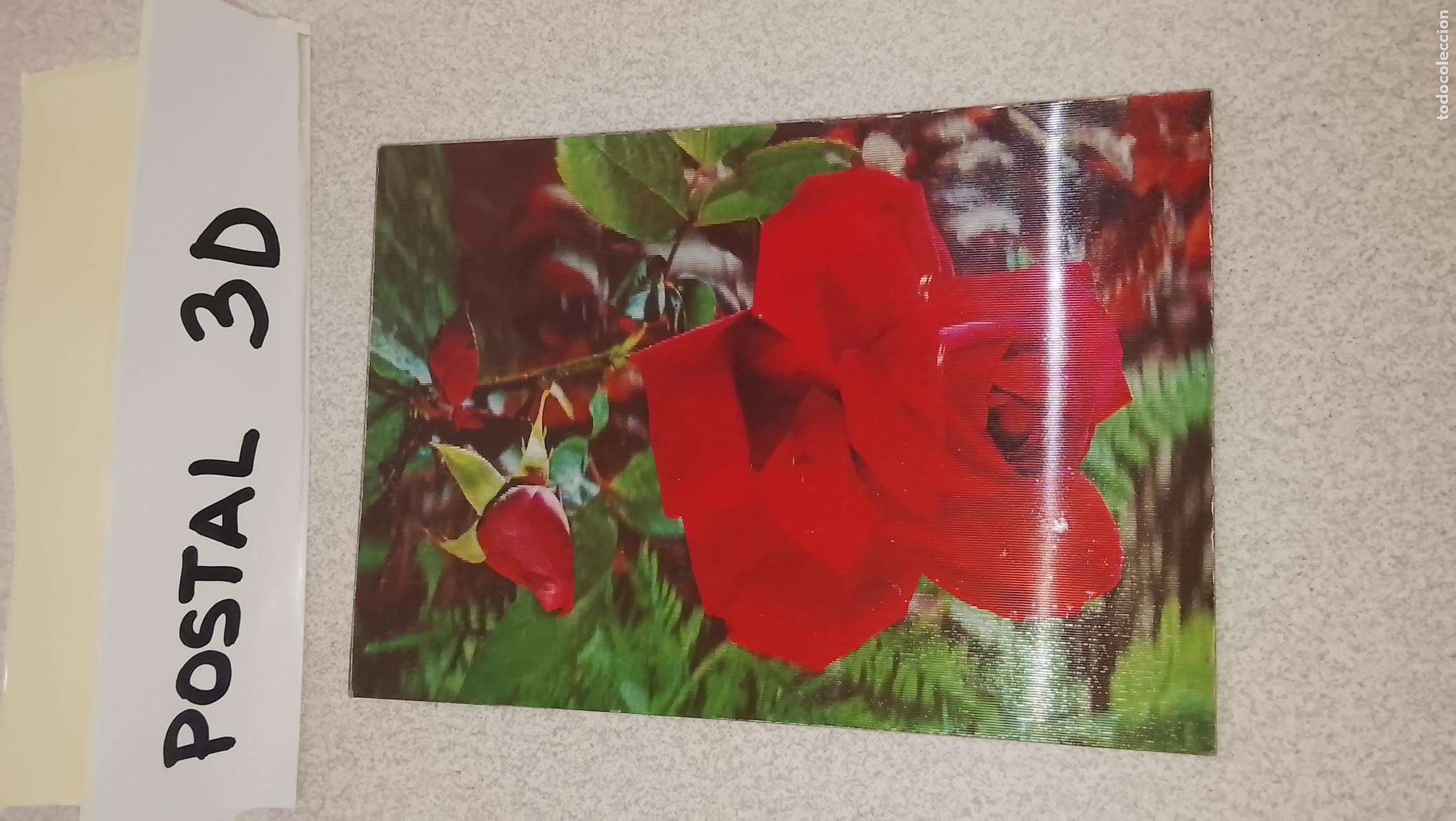 Postales: POSTAL TRIDIMENSIONAL 3D PLASTICA , en MOVIEMIENTO - ESCUDO DE ORO ROSAS