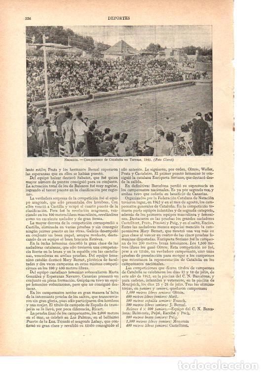 Postcards: LAMINA ESPASA 38459: Campeonato de Natacion de Espa&ntilde;a en Terrassa, 1942 - Varios