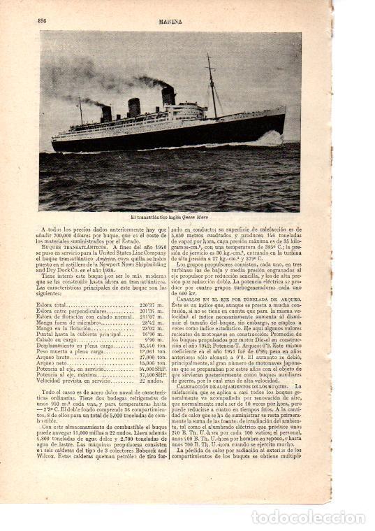 Postales: LAMINA ESPASA 38580: El transatlantico ingles Queen Mary - Varios