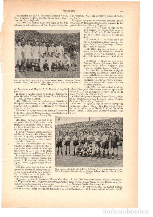 Postales: LAMINA ESPASA 38458: Otros equipos del Valencia CF y Athletico de Bilbao, a&ntilde;os 40 - Varios