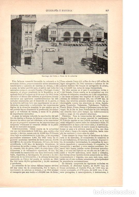 Postales: LAMINA ESPASA 38466: Estacion en Santiago de Chile - Varios