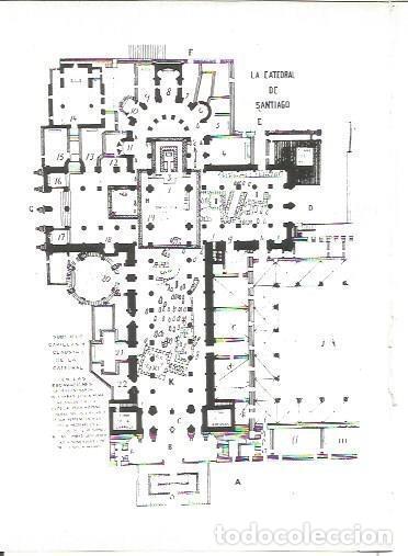 Postales: LAMINA V02297: Indicaciones del plano de la Catedral de Santiago - G. Fuertes Dominguez