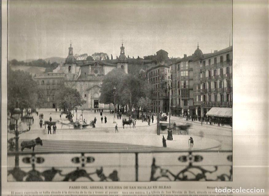 Cartes Postales: LAMINA V02657: Paseo del Arenal e iglesia de San Nicolas en Bilbao - Varios