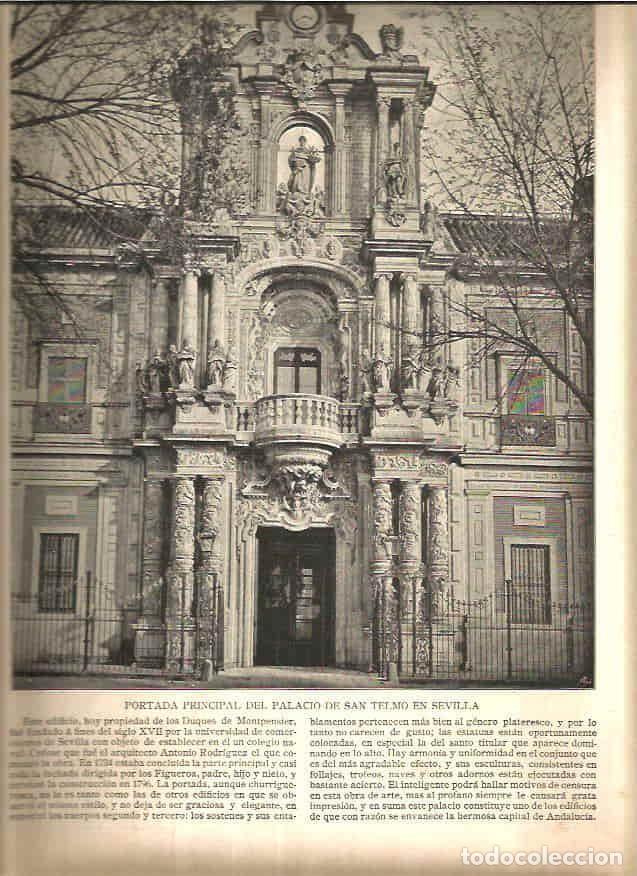 Postais: LAMINA V02741: Portada principal del Palacio de San Telmo, Sevilla - Varios