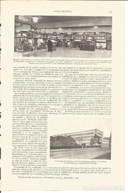 Postkarten: LAMINA V03646: Dos prensas rotativas y Escuela de Maestros industrias graficas de Leipzig - Varios