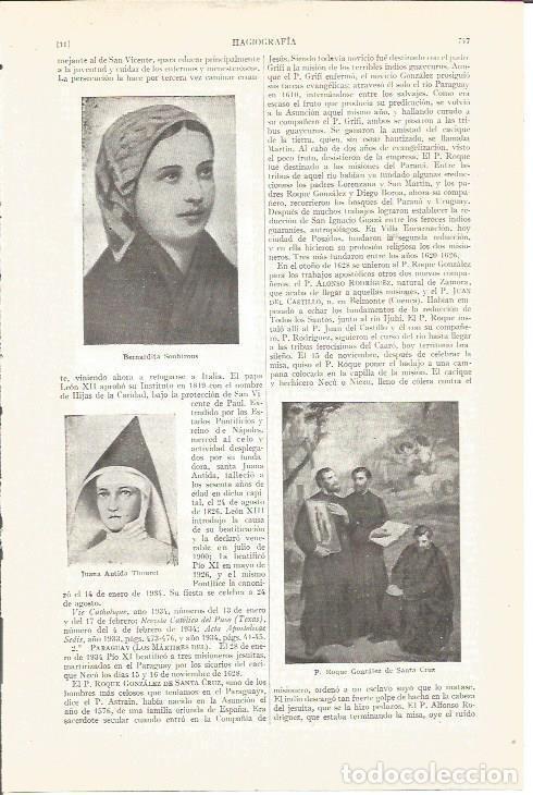 Cartes Postales: LAMINA V04205: Bernadita Soubirous, Juana Antida Thouret y P. Roque Gonzalez de Santa Cruz - Varios