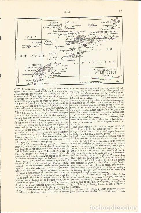 Cartes Postales: LAMINA V04328: Mapa archipielago de Sulu o Jolo - Varios