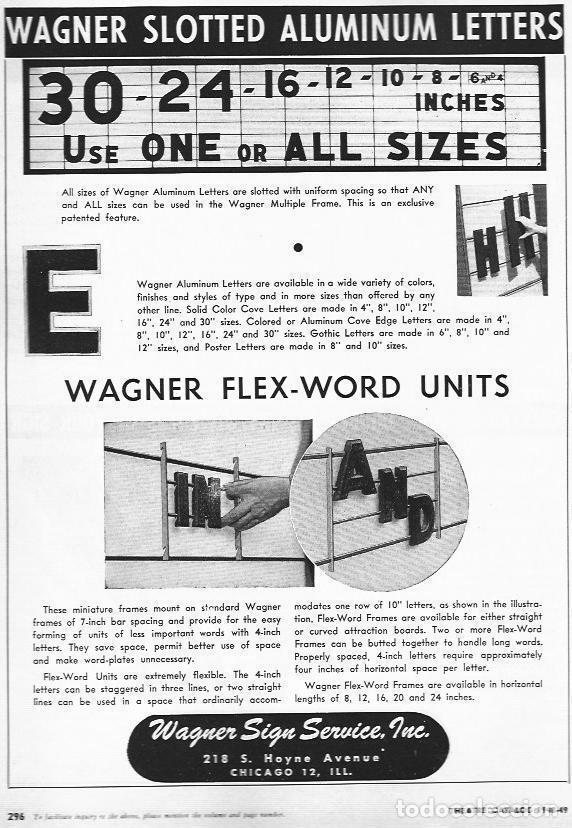 Postales: LAMINA 29374: Pagina de publicidad de Wagner Sign Service Inc. - Paul J. Greenhalgh