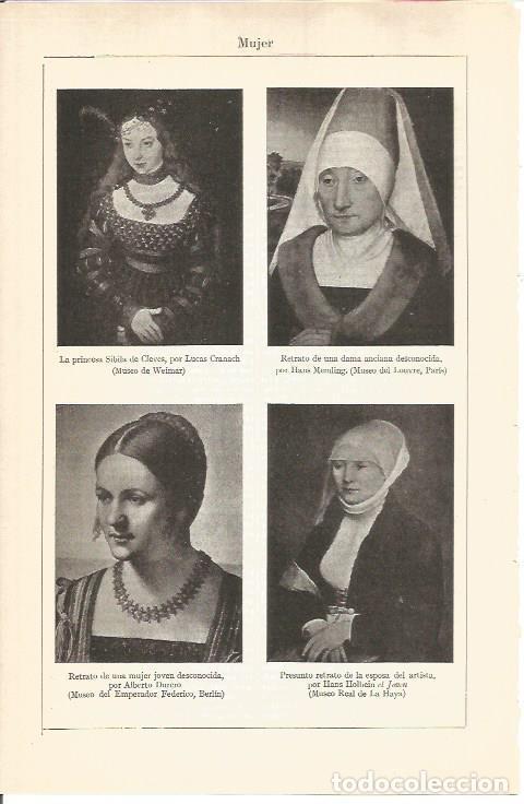 Cartoline: LAMINA V04515: Retratos mujer, por A. Durero y Lucas Cranach - Varios