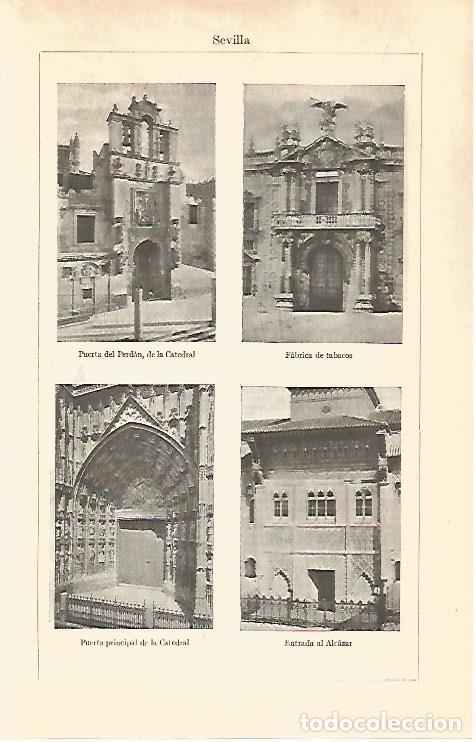 Postkarten: LAMINA V06847: Catedral, Alcazar y fabrica de tabacos en Sevilla - Varios