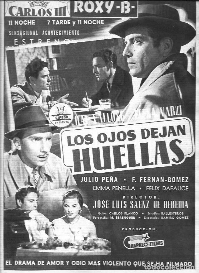 Postkarten: LAMINA 30301: Anuncio de Los ojos dejan huella en el cine Carlos III de Madrid - VVAA