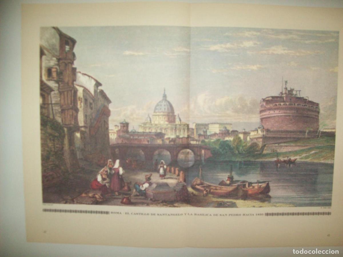 Cartoline: LAMINA 30535: Castillo de Santangelo y Basilica de San Pedro en Roma hacia 1835 - Recopilado por Rol