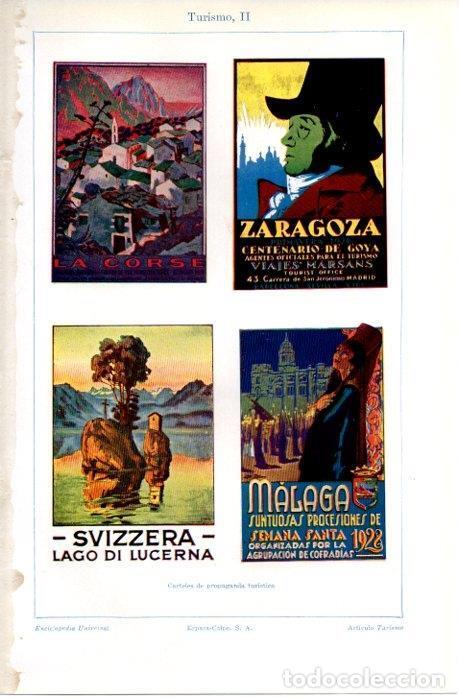 Postcards: LAMINA V07614: Carteles de Turismo de La Corse Zaragoza Malaga y Suiza - Varios