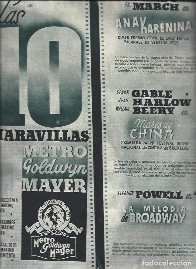 Postais: LAMINA 30814: Publicidad de Las 10 maravillas, Ana Karenina, Mares de tinta y La melodia de Broadway
