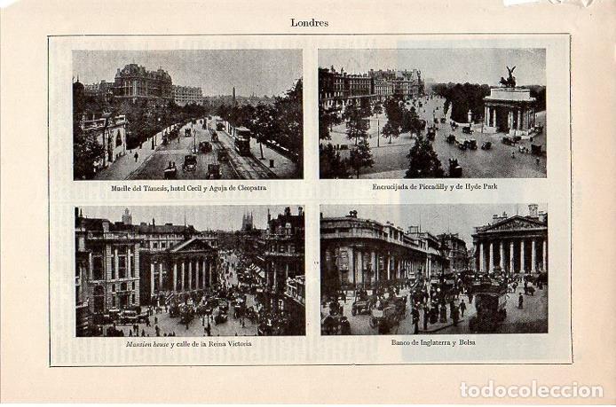Postkarten: LAMINA V08709: Hotel Cecil, Piccadilly, Mansion House y Banco de Inglaterra en Londres - Varios