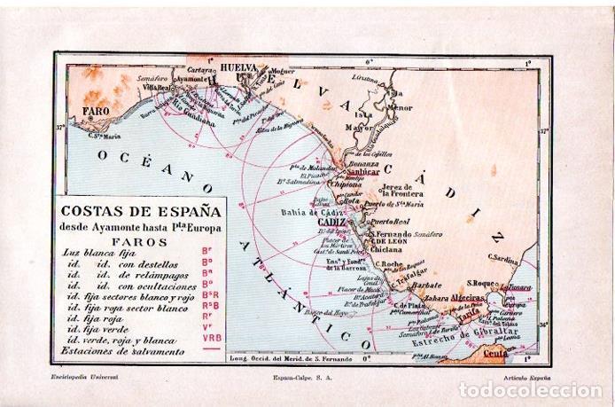 Postkarten: LAMINA V07071: Mapa costas de Espa&ntilde;a desde Ayamonte hasta Punta Europa - Varios