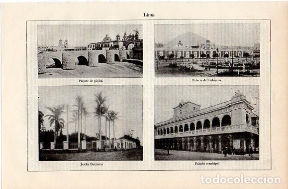 Cartes Postales: LAMINA V10117: Puente de piedra y Palacios en Lima, Peru - Varios
