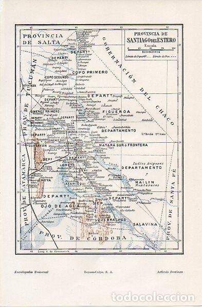 Postales: LAMINA V11254: Mapa de la provincia de Santiago del Estero, Argentina - Varios