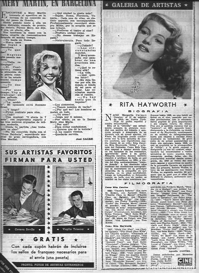 Postales: LAMINA 30374: Biografia de Rita Hayworth - VVAA