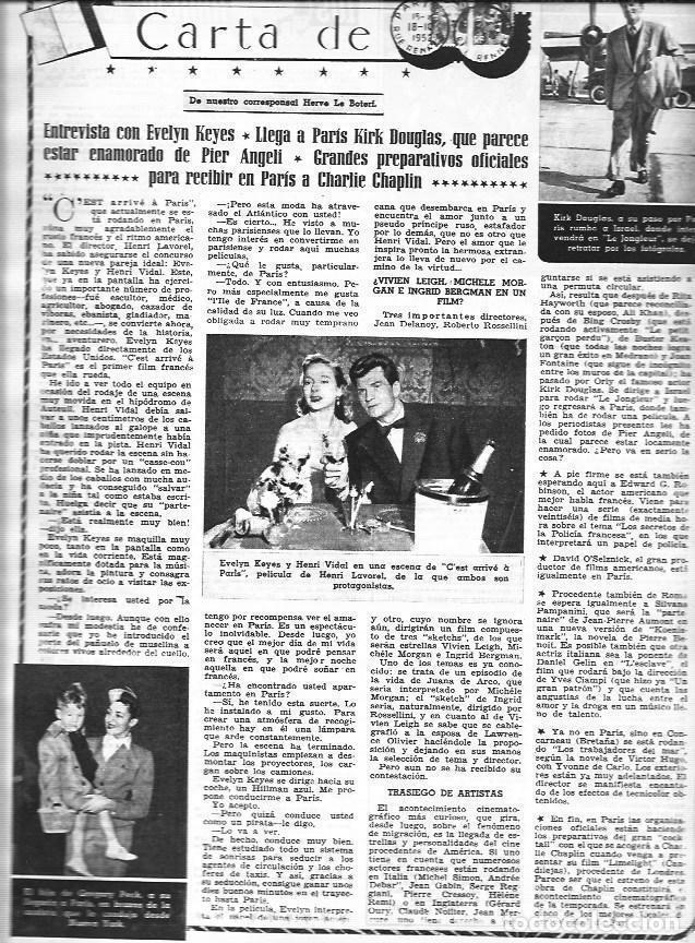 Postkarten: LAMINA 30328: Kirk Douglas en Paris y entrevista con Evelyn Keyes - VVAA