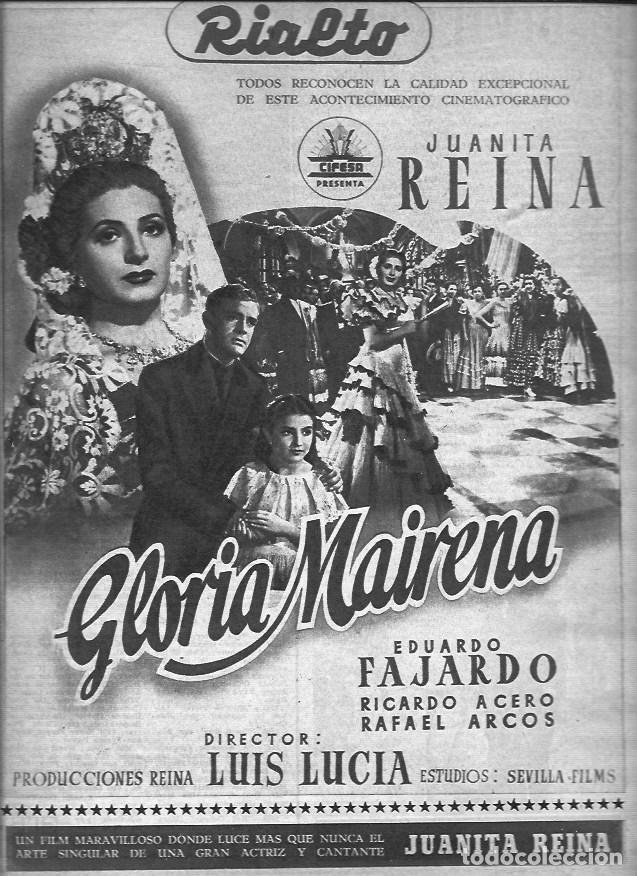 Cartes Postales: LAMINA 30437: Anucio del cine Rialto con la pelicula Gloria Mairena - VVAA