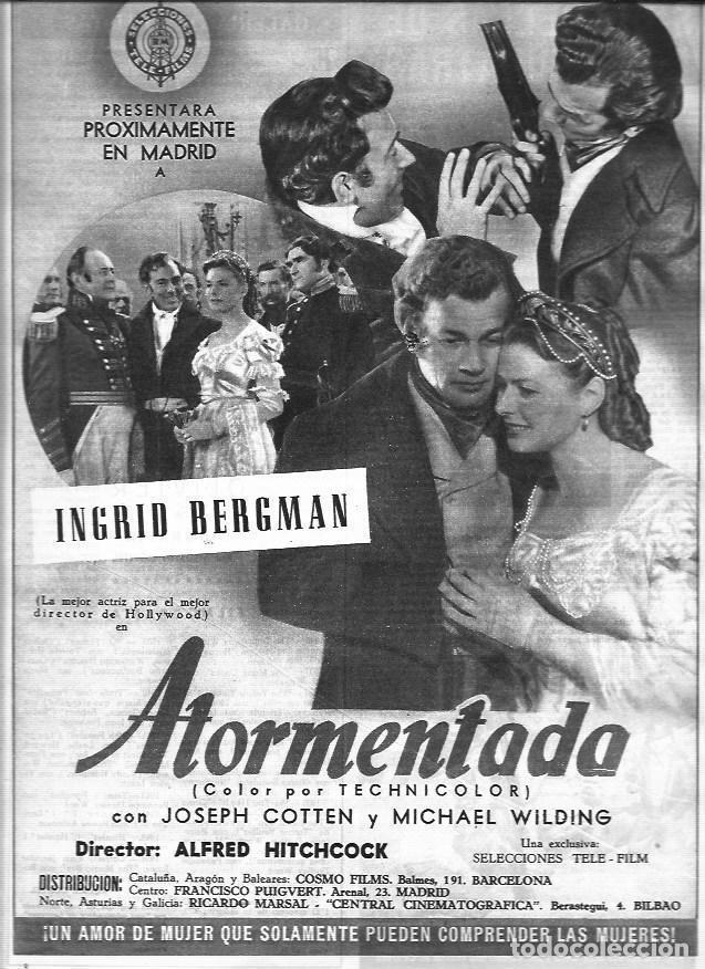 Postais: LAMINA 30346: Anuncio de Atormentada con Ingrid Bergman - VVAA