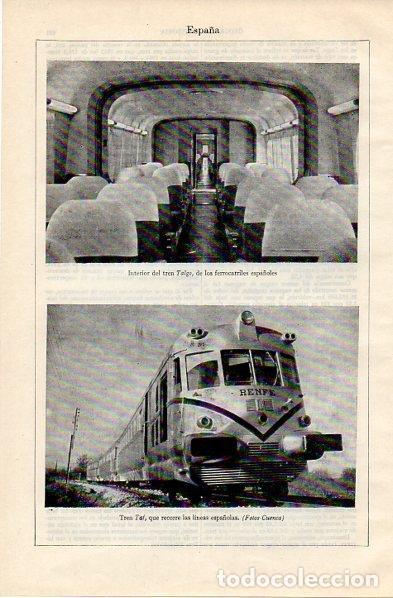 Postales: LAMINA V11003: Interior tren Talgo y tren Taf - Varios
