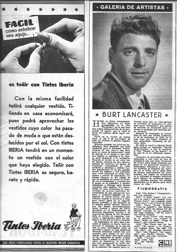Postkarten: LAMINA 30302: Burt Lancaster y publicidad de Tintes Iberia - VVAA